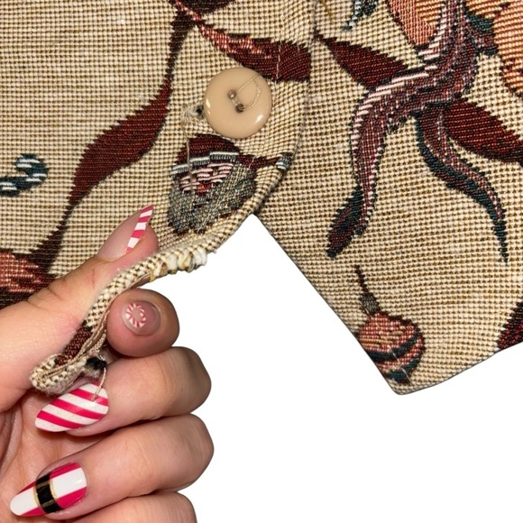 Vintage Facets Cherub Santa Christmas Holiday Vest Tan Women’s M Tree 90’a Y2K - Picture 14 of 15